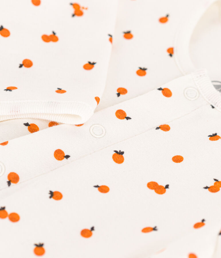Bodyjama imprim&eacute;s en coton blanc MARSHMALLOW/ ORANGE