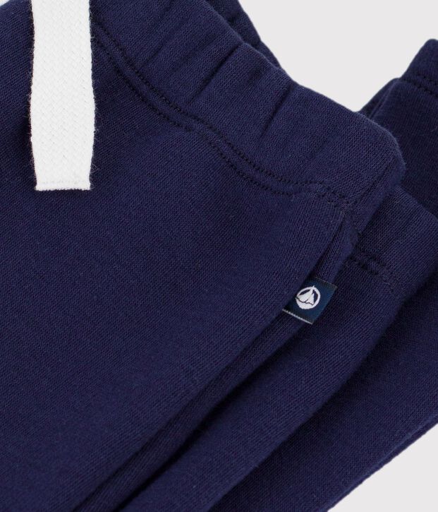 Pantalon b&eacute;b&eacute; en coton uni bleu marine