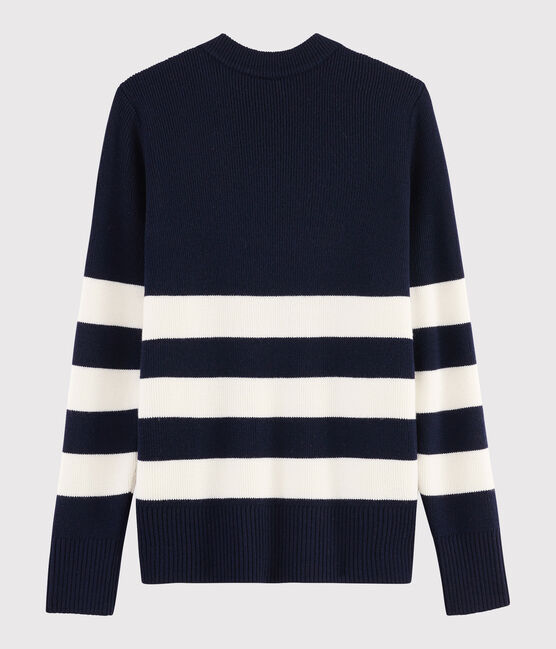 Pull marin en laine Femme bleu SMOKING/blanc MARSHMALLOW