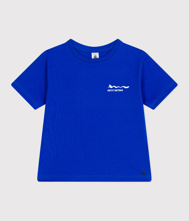 Teeshirt enfant en coton manches courtes imprim&eacute; bleu