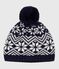 Bonnet bébé jacquard en laine bleu SOIR/ MARSHMALLOW