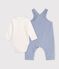 Ensemble salopette et body b&eacute;b&eacute; en coton avec col uni bleu clair