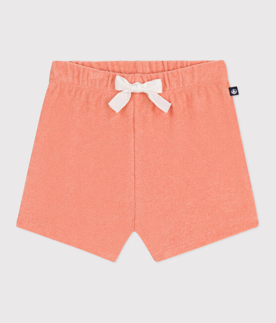 Short bébé en coton éponge orange ABRICOT