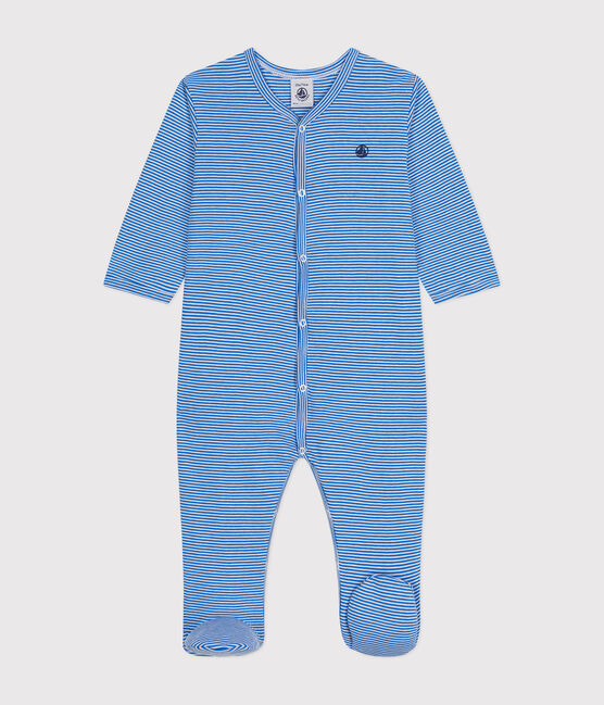Pyjama à rayures en coton bébé DELPHINIUM/ MARSHMALLOW
