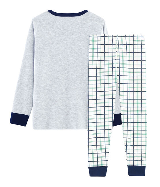 Pyjama petit garçon en côte et tubique blanc MARSHMALLOW/blanc MULTICO