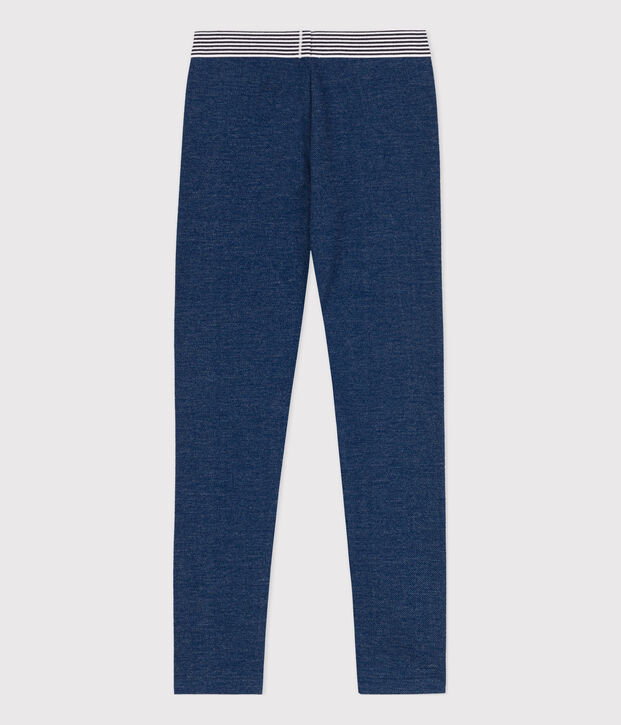 Jegging en molleton effet denim enfant fille bleu/beige