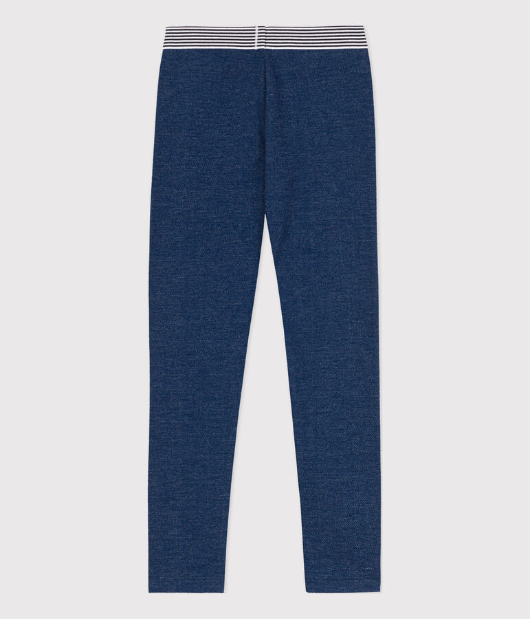 Jegging en molleton effet denim enfant fille bleu/beige