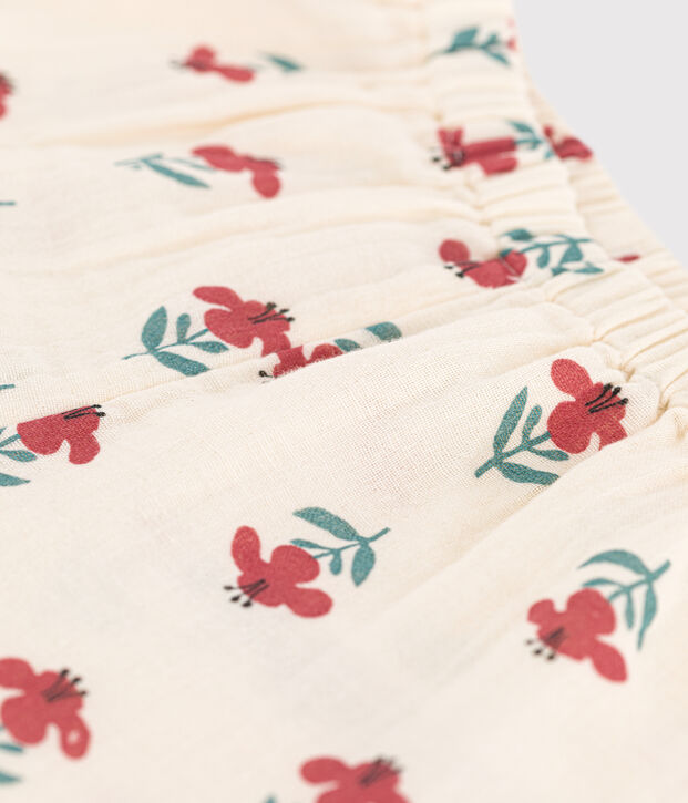 Pantalon b&eacute;b&eacute; en gaze de coton imprim&eacute;e &eacute;cru/multicouleur