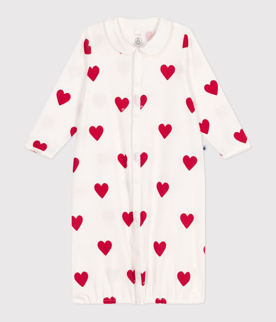 Combisac bébé en coton à col cœurs rouges blanc MARSHMALLOW/rouge TERKUIT