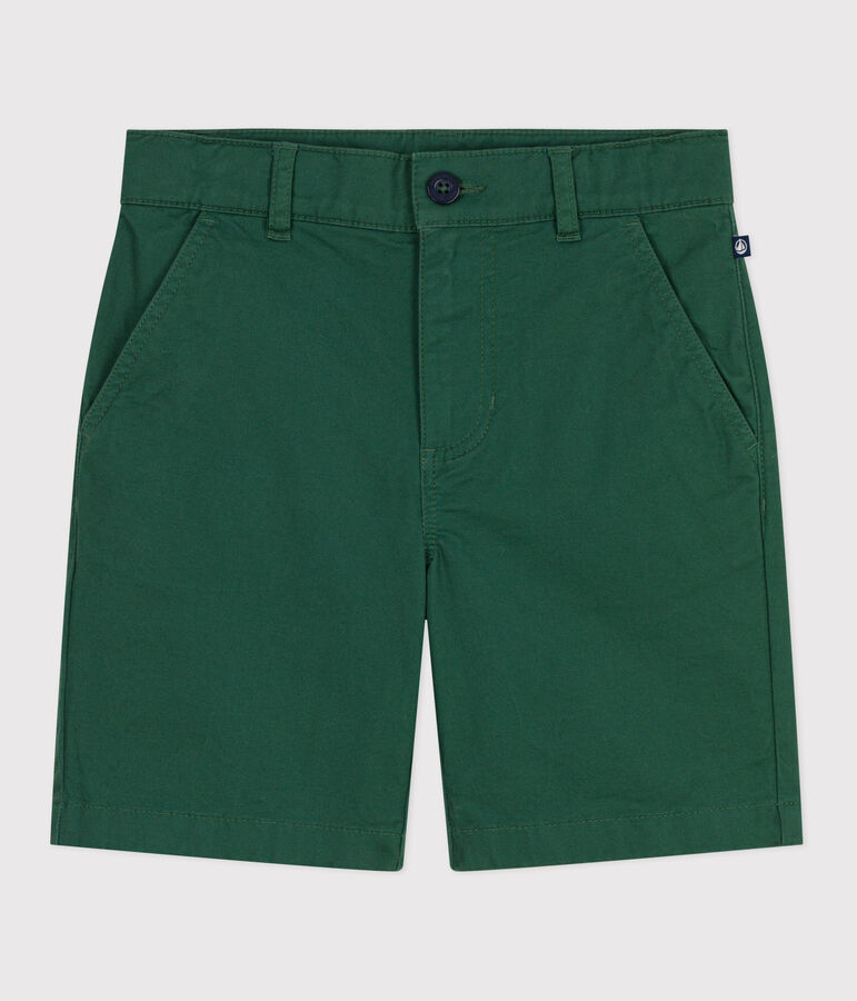 Bermuda short enfant en serge de coton uni vert WILLOW