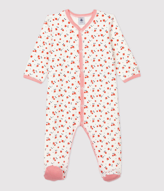 Dors-bien bébé imprimé fleurs en velours blanc MARSHMALLOW/blanc MULTICO