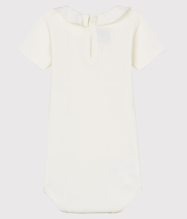 Body manches courtes avec collerette b&eacute;b&eacute; fille blanc