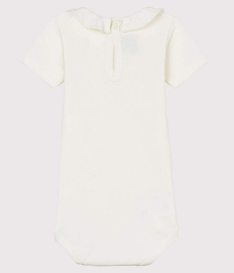 Body manches courtes avec collerette b&eacute;b&eacute; fille blanc MARSHMALLOW