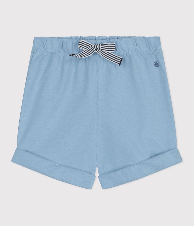 Short b&eacute;b&eacute; en coton uni bleu FLO