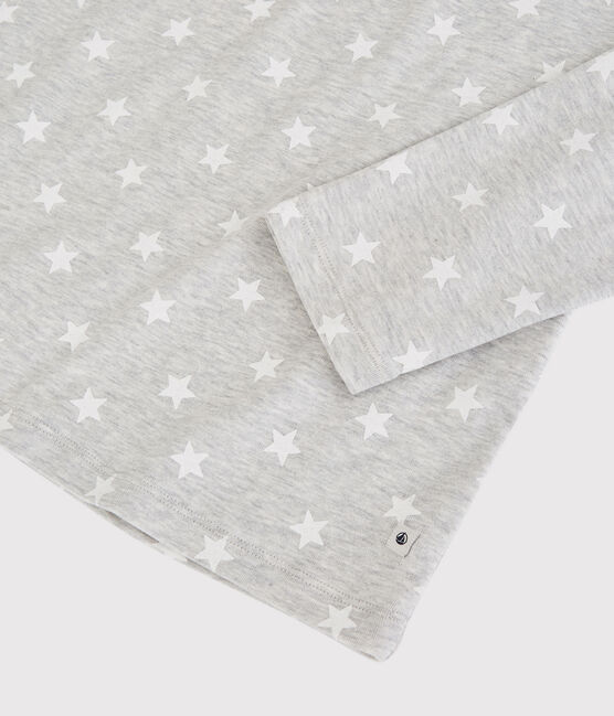 Pyjama imprimé étoiles garçon en coton gris BELUGA/blanc MARSHMALLOW