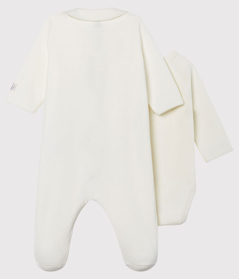 Dors-bien zipp&eacute; b&eacute;b&eacute; en velours blanc