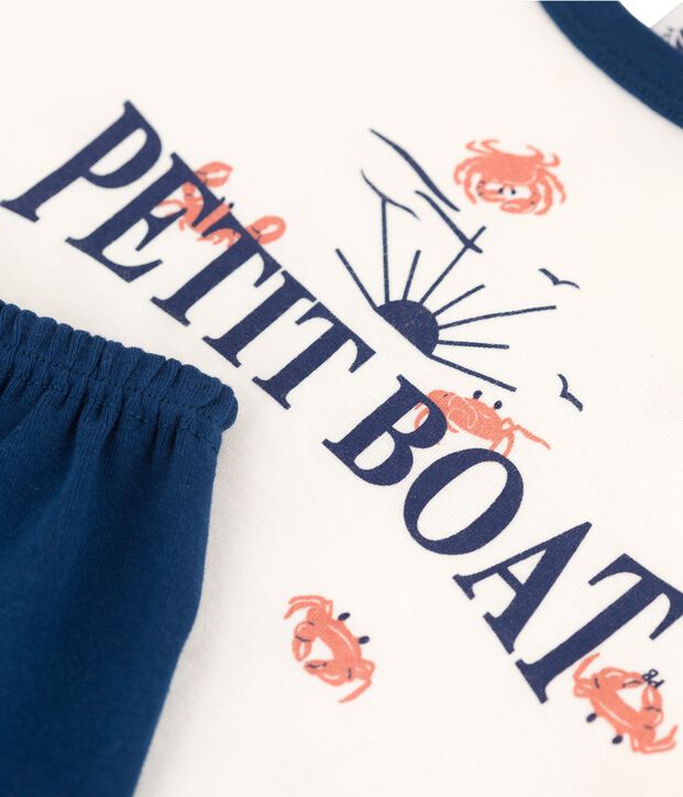 Pyjacourt crabes petit gar&ccedil;on en coton blanc/multicouleur