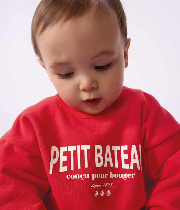 Sweatshirt b&eacute;b&eacute; en coton &agrave; motif rouge
