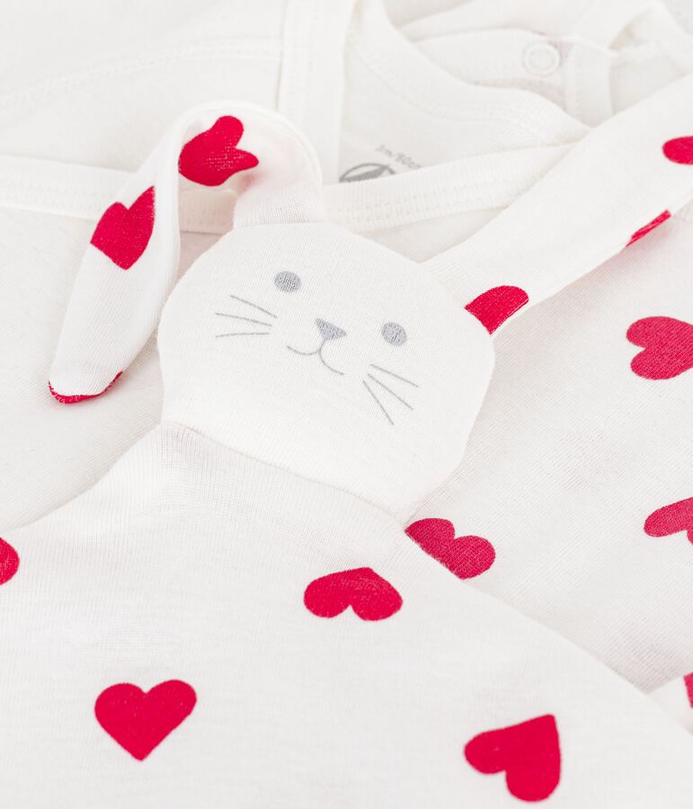 Coffret cadeau naissance en coton imprim&eacute; c&oelig;ur multicouleur