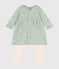 Robe et legging en coton bébé vert HERBIER/blanc MULTICO