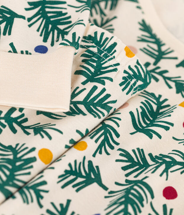 Pyjama en coton imprim&eacute; sapin de No&euml;l femme &eacute;cru/multicouleur