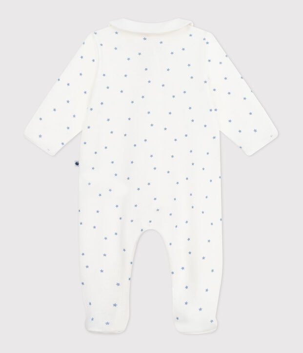 Pyjama b&eacute;b&eacute; en coton &agrave; col imprim&eacute; &eacute;toiles blanc/bleu