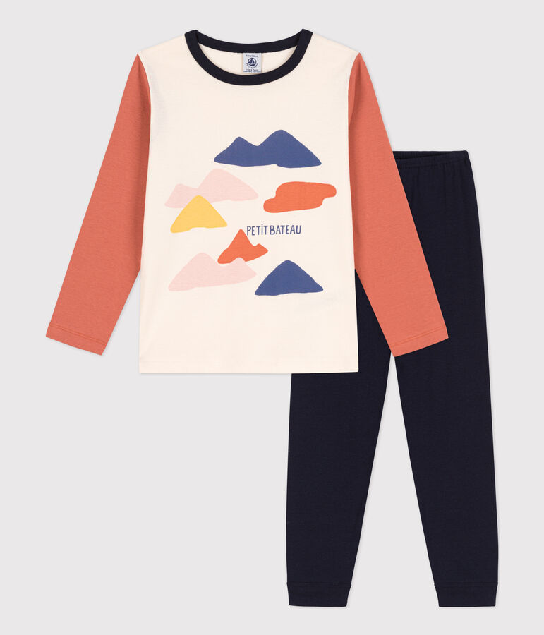 Pyjama enfant fille / gar&ccedil;on en coton bleu SMOKING/blanc MULTICO