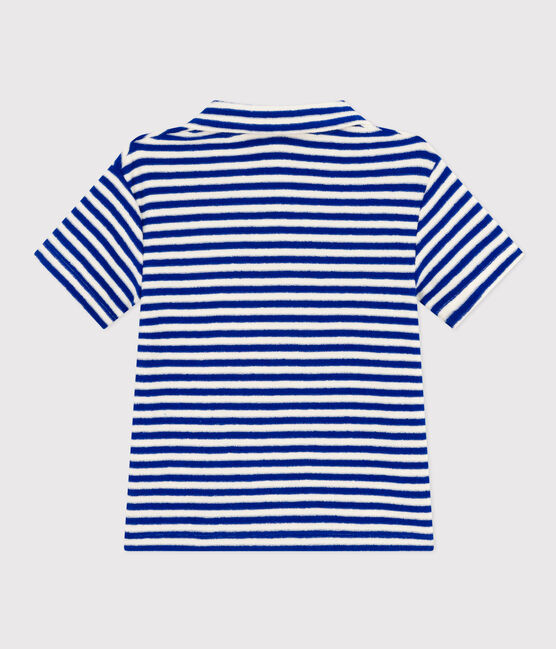 Polo manches courtes en bouclette éponge enfant garçon bleu SURF/ AVALANCHE
