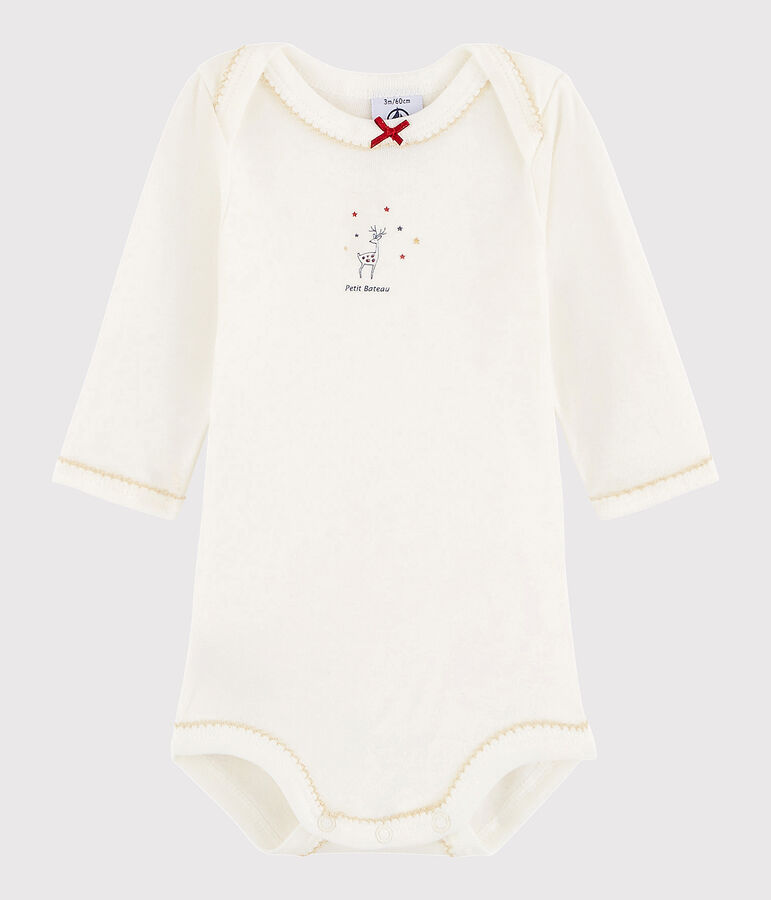 Body manches longues b&eacute;b&eacute; fille blanc Lait