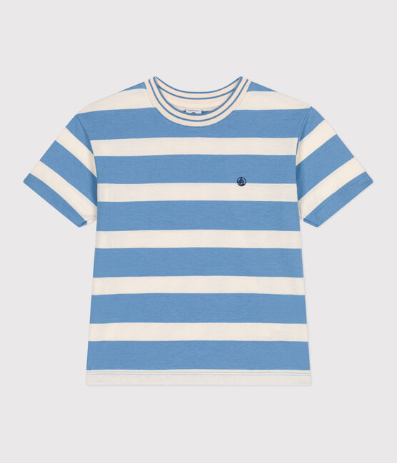 Teeshirt enfant en coton manches courtes à rayures bleu ALASKA/ AVALANCHE