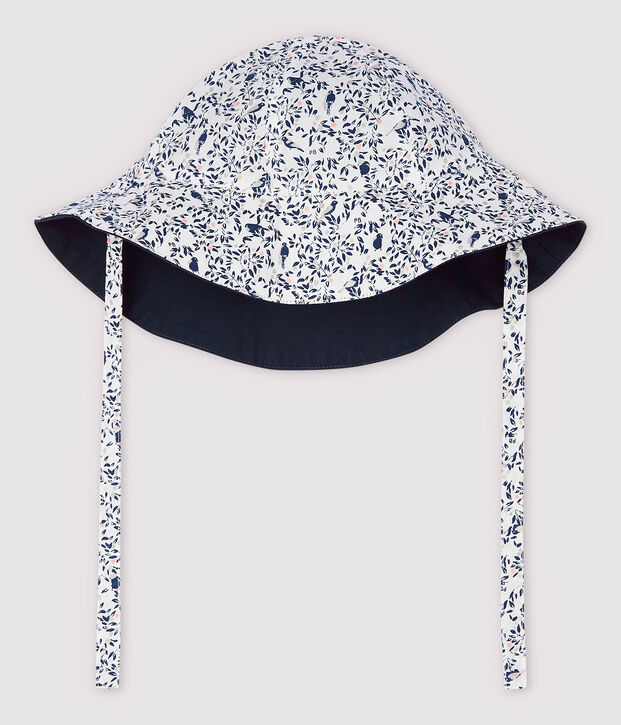 Capeline reversible b&eacute;b&eacute; fille bleu/multicouleur