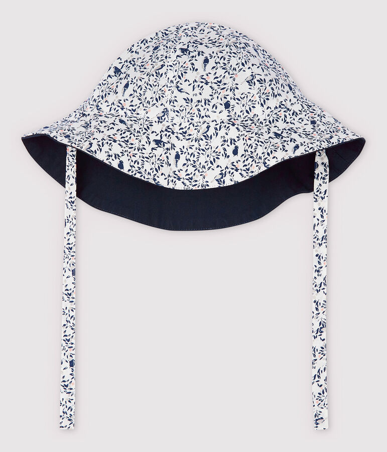 Capeline reversible b&eacute;b&eacute; fille bleu/multicouleur