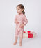 Combinaison anti UV bébé, imprimée à fleurs rose CHARME/blanc MARSHMALLOW