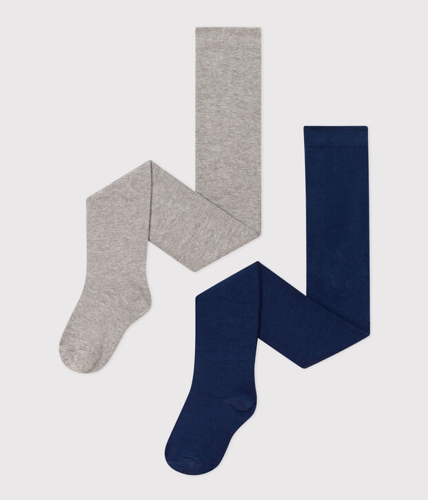 Lot de 2 paires de collants enfant fille en coton multicouleur