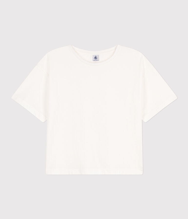 Tee-shirt LE BOXY en coton Femme blanc MARSHMALLOW