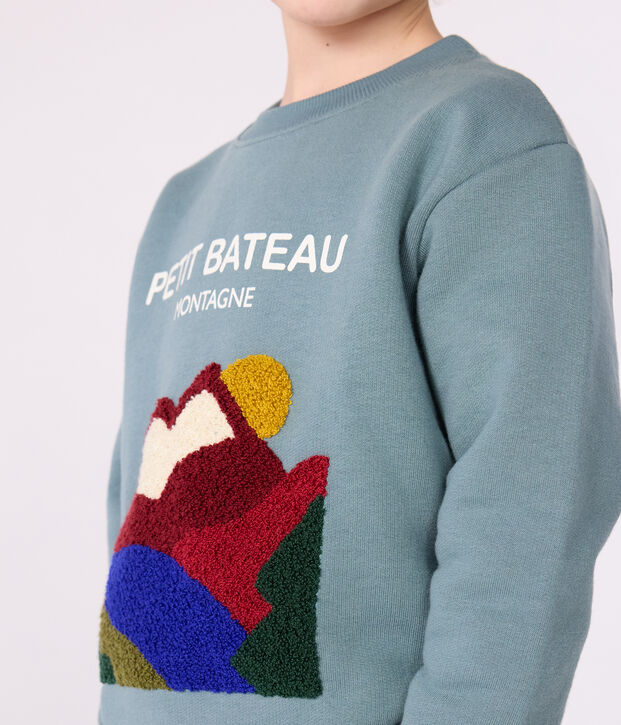 Sweatshirt enfant en coton &agrave; motif bleu