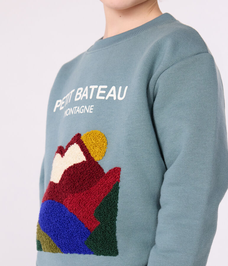 Sweatshirt enfant en coton &agrave; motif bleu GOBELIN