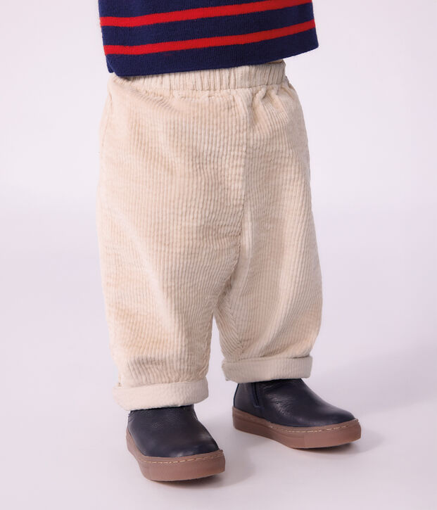 Pantalon b&eacute;b&eacute; en velours uni &eacute;cru