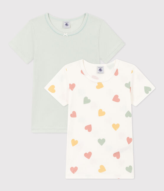 Lot de 2 tee shirts manches courtes cœur en coton petite fille variante 1