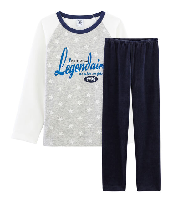 Pyjama petit garçon en velours bleu SMOKING/blanc MULTICO
