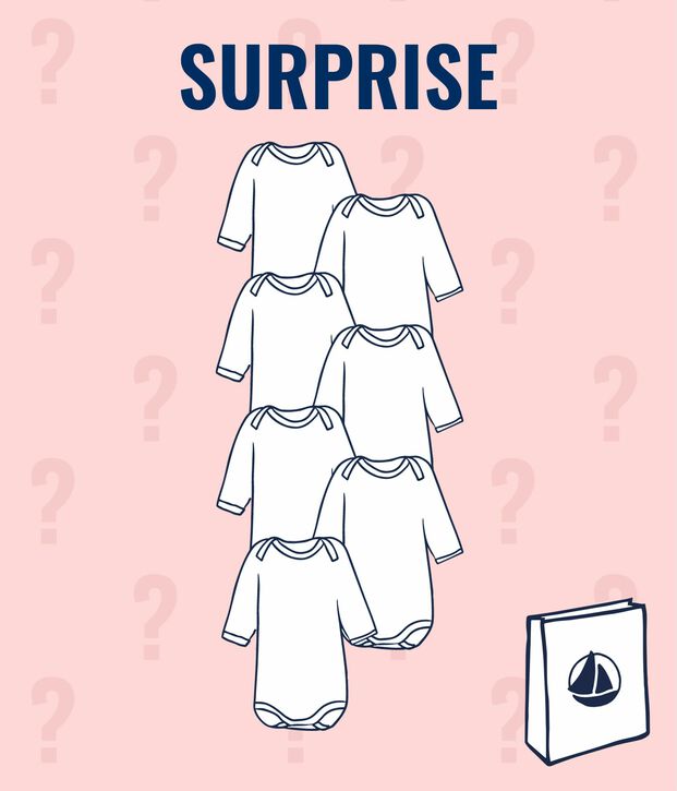 Lot surprise de 7 bodies manches longues b&eacute;b&eacute; fille multicouleur