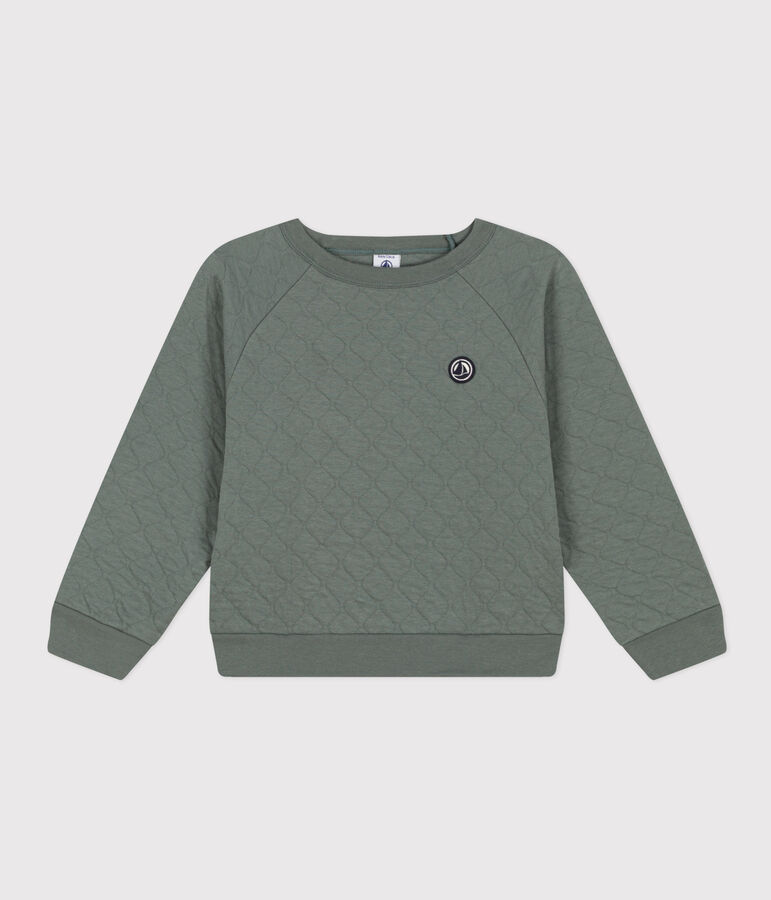 Sweatshirt en tubique matelass&eacute; enfant gar&ccedil;on vert