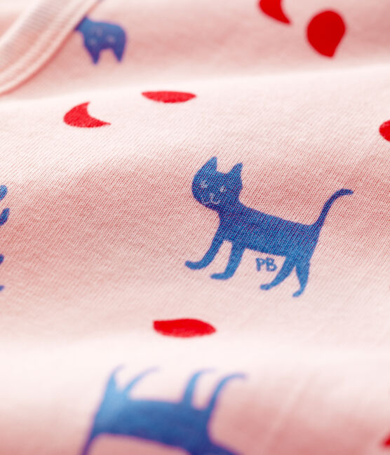 Dors-bien bébé imprimé fantaisie sans pieds en coton rose MINOIS/blanc MULTICO