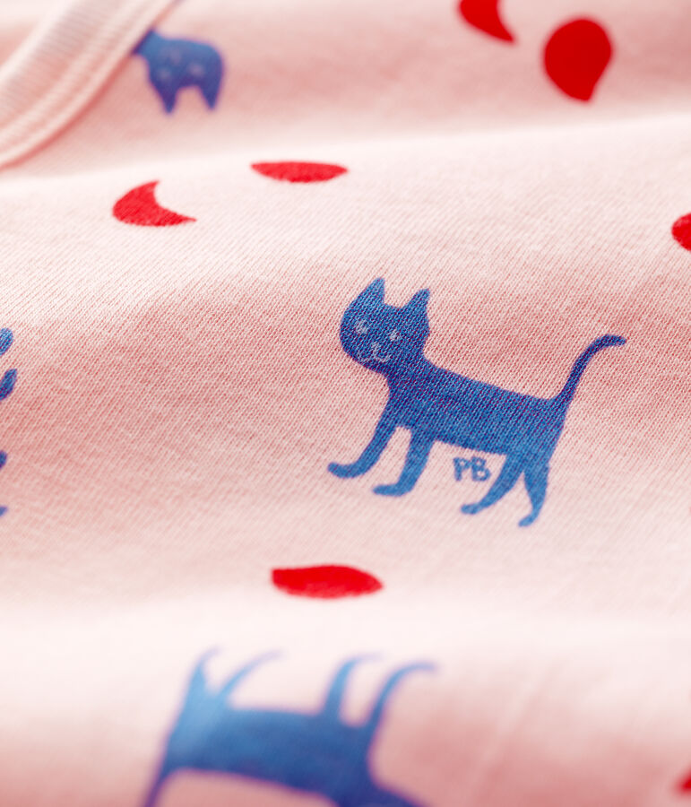 Dors-bien b&eacute;b&eacute; imprim&eacute; fantaisie sans pieds en coton rose MINOIS/blanc MULTICO