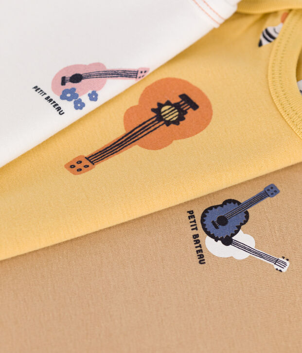 Lot de 3 bodies manches courtes en coton b&eacute;b&eacute; multicouleur