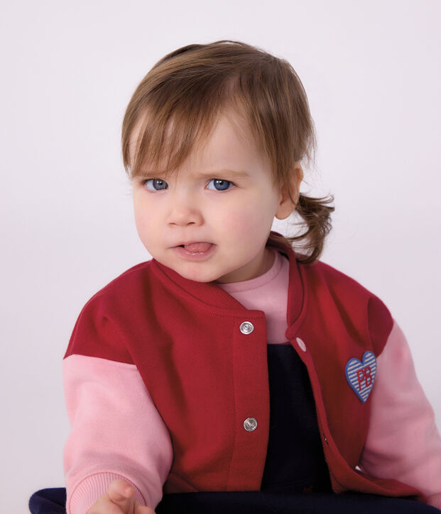 Teddy b&eacute;b&eacute; en coton bicolore rose/rose