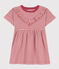 Robe rayée en jersey flammé enfant fille rose PAPI/beige AVALANCHE