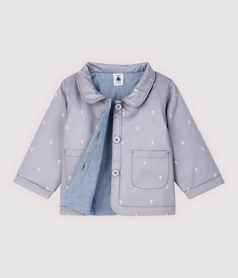 Veste c&eacute;r&eacute;monie en serge craquante b&eacute;b&eacute; gar&ccedil;on gris CONCRETE/blanc MARSHMALLOW