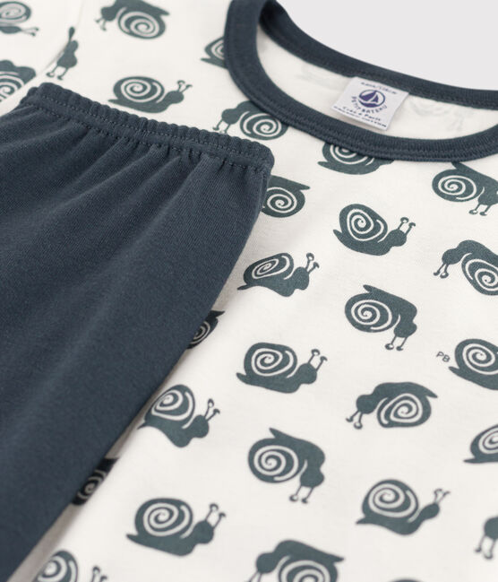 Pyjama manches courtes  escargot petit garçon en coton DUCKY/ MARSHMALLOW