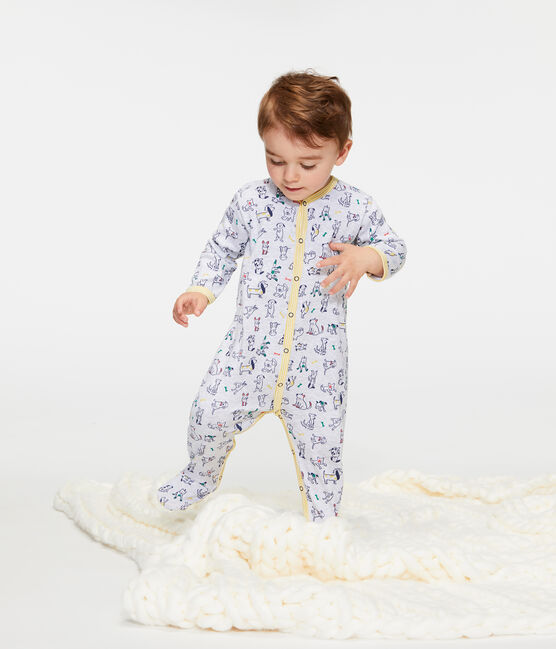 Dors bien bébé garçon en côte gris POUSSIERE/blanc MULTICO